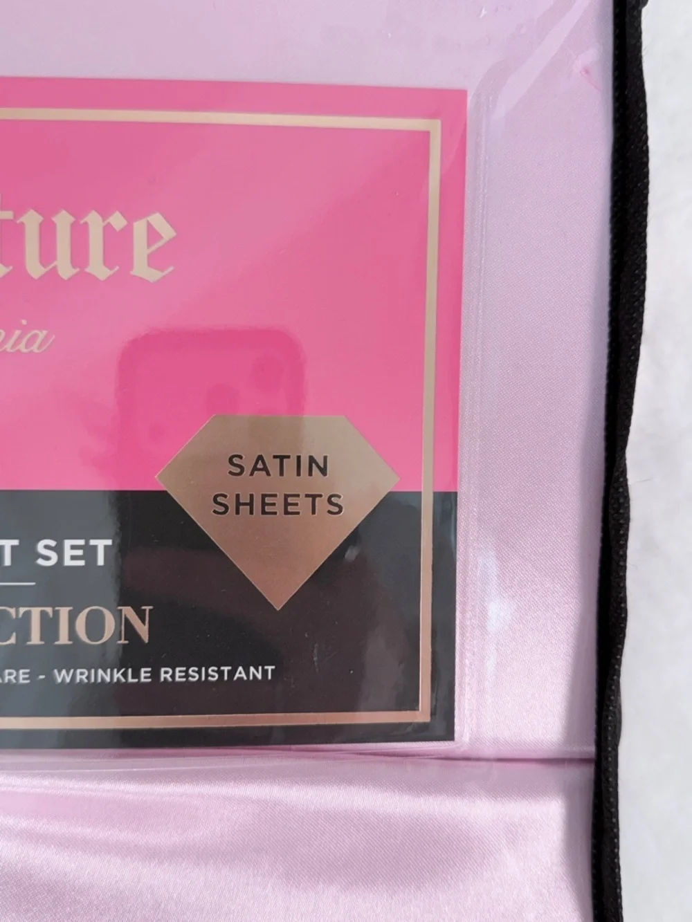 Juicy Couture Rose Collection Pink Satin Queen Sheet Set 4 Piece Bedding Pink